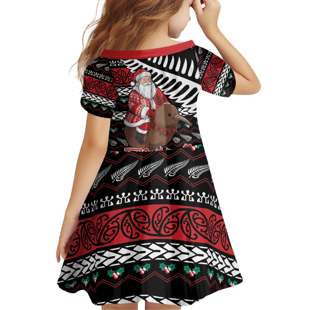 New Zealand Kiwi Santa Christmas Family Matching Off Shoulder Short Dress and Hawaiian Shirt He Wairua Kirihimete - Aussie Hoodie