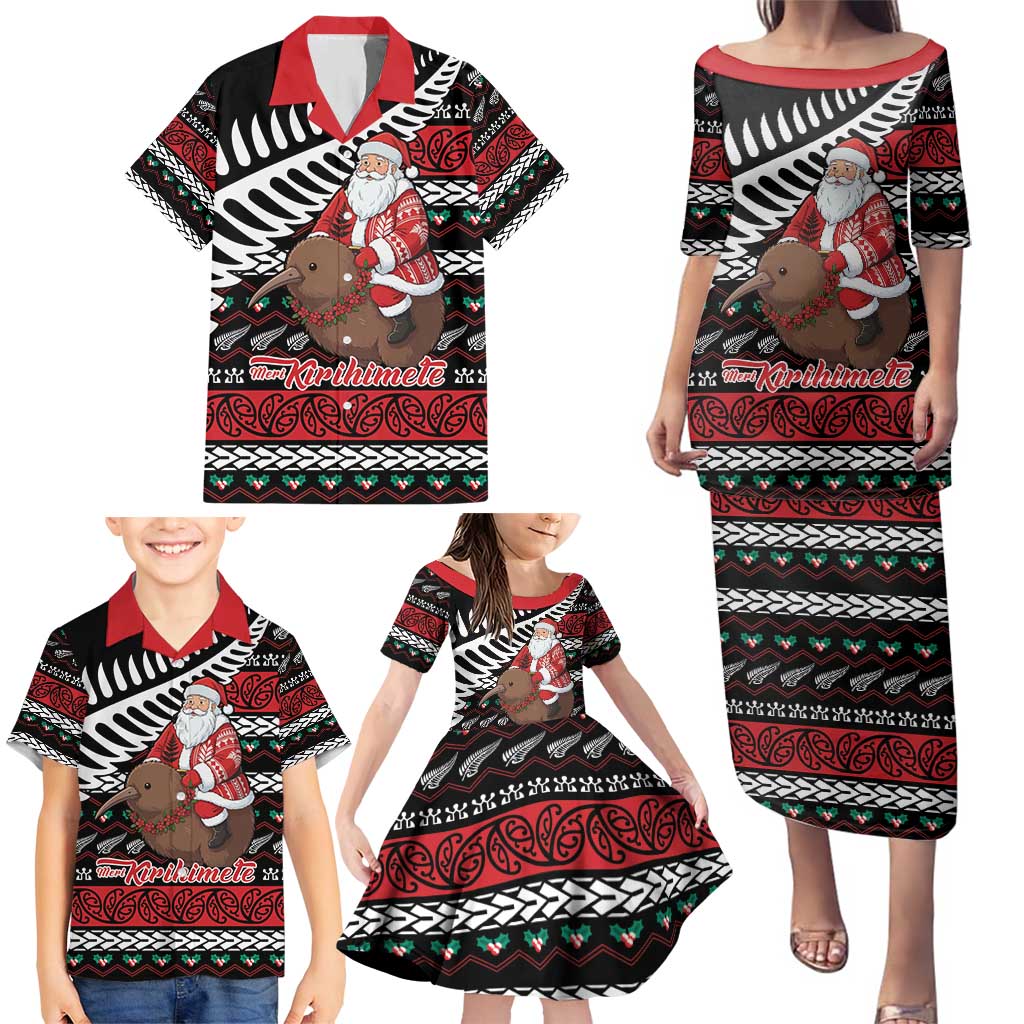 New Zealand Kiwi Santa Christmas Family Matching Puletasi and Hawaiian Shirt He Wairua Kirihimete - Aussie Hoodie
