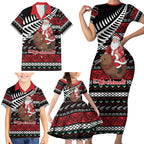 New Zealand Kiwi Santa Christmas Family Matching Short Sleeve Bodycon Dress and Hawaiian Shirt He Wairua Kirihimete - Aussie Hoodie