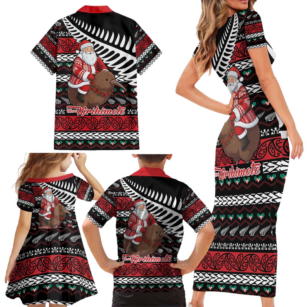 New Zealand Kiwi Santa Christmas Family Matching Short Sleeve Bodycon Dress and Hawaiian Shirt He Wairua Kirihimete - Aussie Hoodie