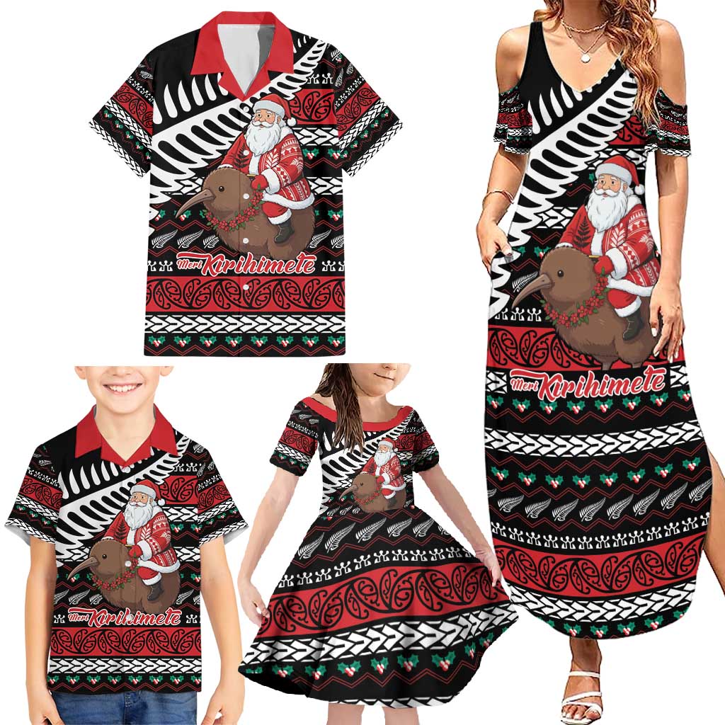 New Zealand Kiwi Santa Christmas Family Matching Summer Maxi Dress and Hawaiian Shirt He Wairua Kirihimete - Aussie Hoodie