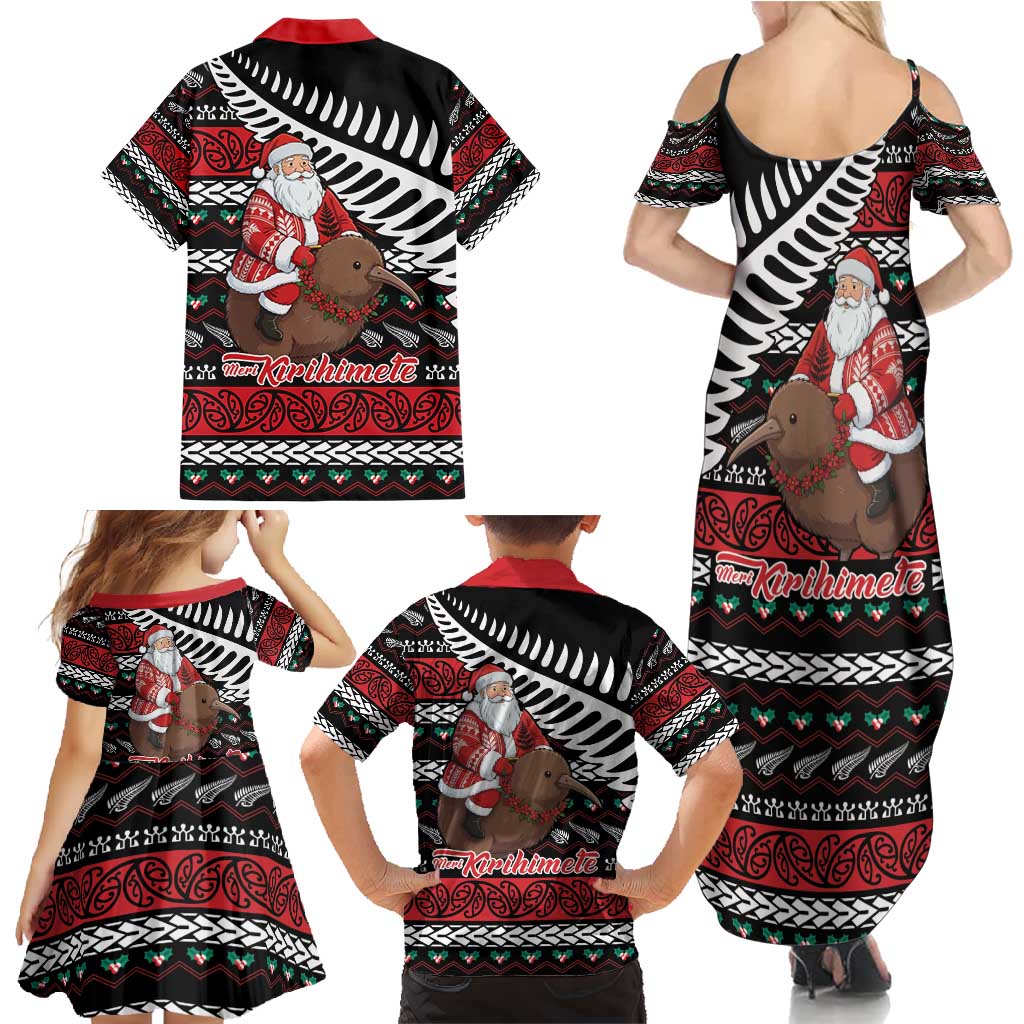 New Zealand Kiwi Santa Christmas Family Matching Summer Maxi Dress and Hawaiian Shirt He Wairua Kirihimete - Aussie Hoodie