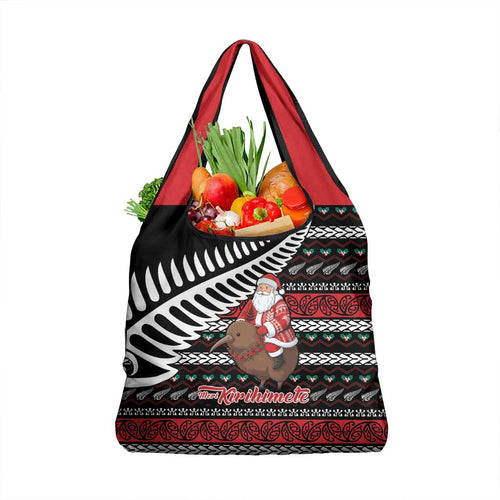 New Zealand Kiwi Santa Christmas Grocery Bag He Wairua Kirihimete - Aussie Hoodie