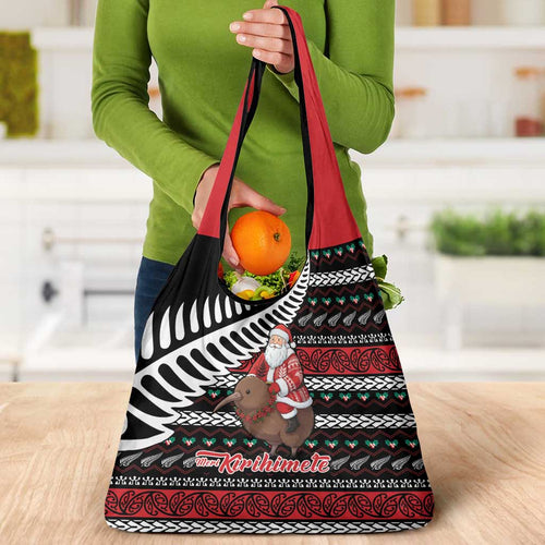 New Zealand Kiwi Santa Christmas Grocery Bag He Wairua Kirihimete - Aussie Hoodie