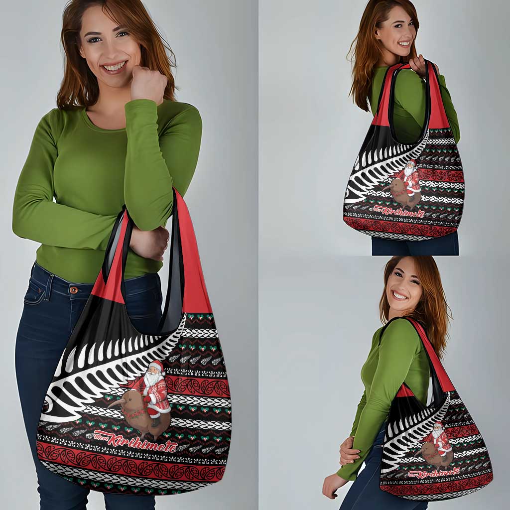 New Zealand Kiwi Santa Christmas Grocery Bag He Wairua Kirihimete - Aussie Hoodie