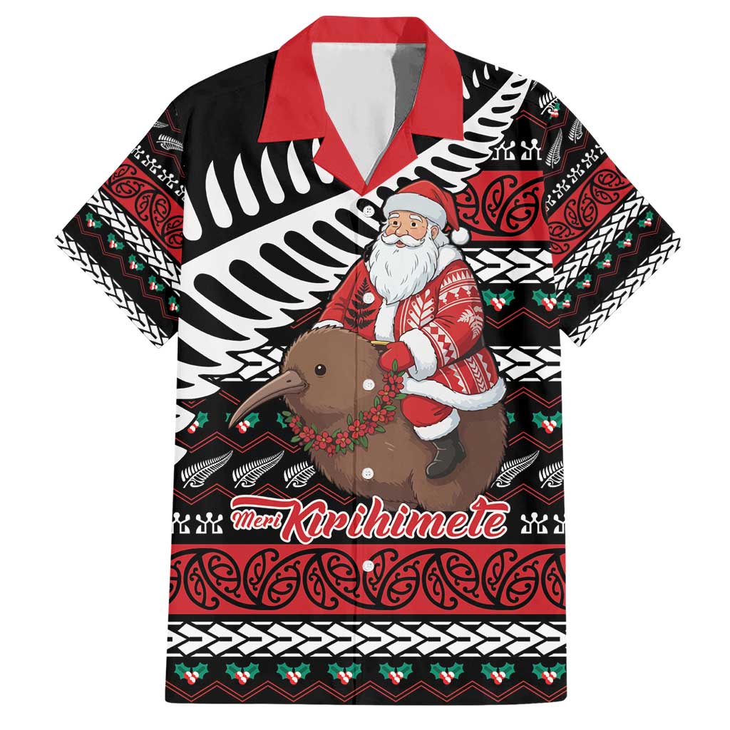 New Zealand Kiwi Santa Christmas Hawaiian Shirt He Wairua Kirihimete - Aussie Hoodie