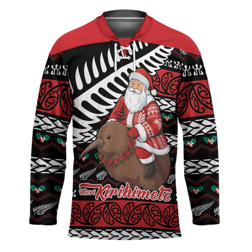 New Zealand Kiwi Santa Christmas Hockey Jersey He Wairua Kirihimete - Aussie Hoodie