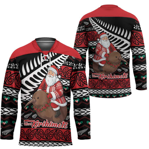 New Zealand Kiwi Santa Christmas Hockey Jersey He Wairua Kirihimete - Aussie Hoodie