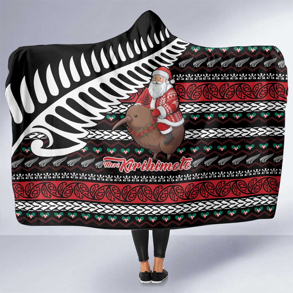 New Zealand Kiwi Santa Christmas Hooded Blanket He Wairua Kirihimete - Aussie Hoodie