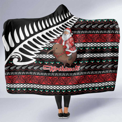 New Zealand Kiwi Santa Christmas Hooded Blanket He Wairua Kirihimete - Aussie Hoodie