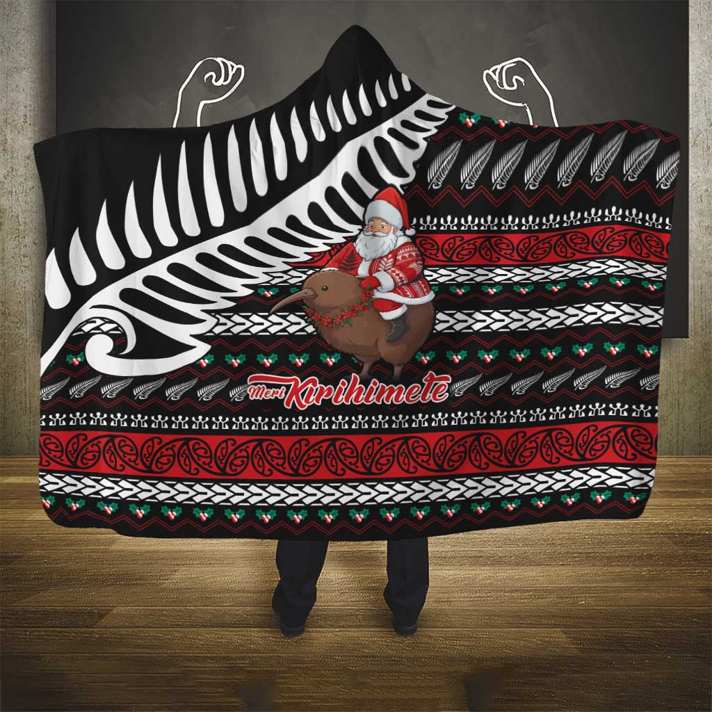 New Zealand Kiwi Santa Christmas Hooded Blanket He Wairua Kirihimete - Aussie Hoodie