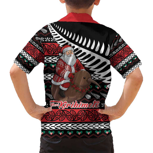 New Zealand Kiwi Santa Christmas Kid Hawaiian Shirt He Wairua Kirihimete - Aussie Hoodie