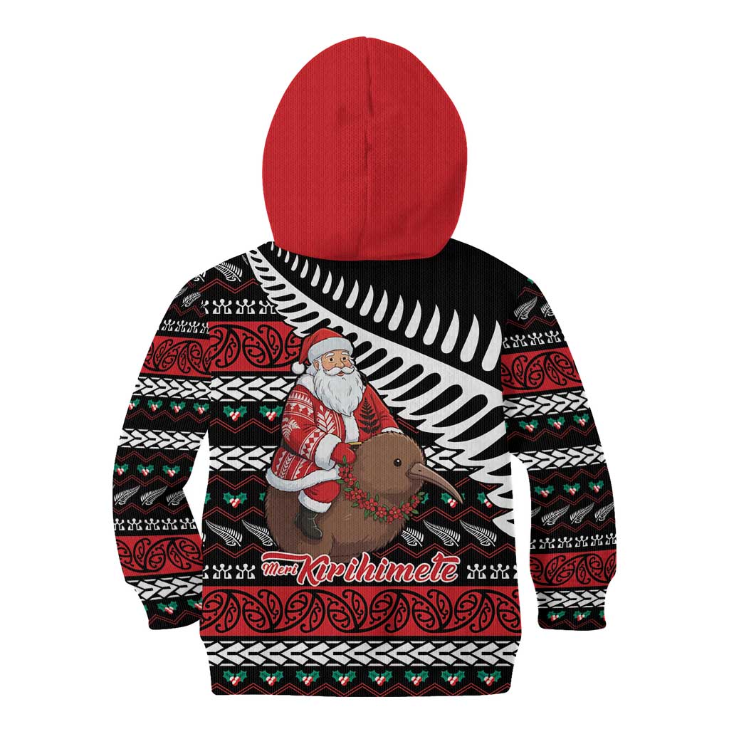 New Zealand Kiwi Santa Christmas Kid Hoodie He Wairua Kirihimete - Aussie Hoodie