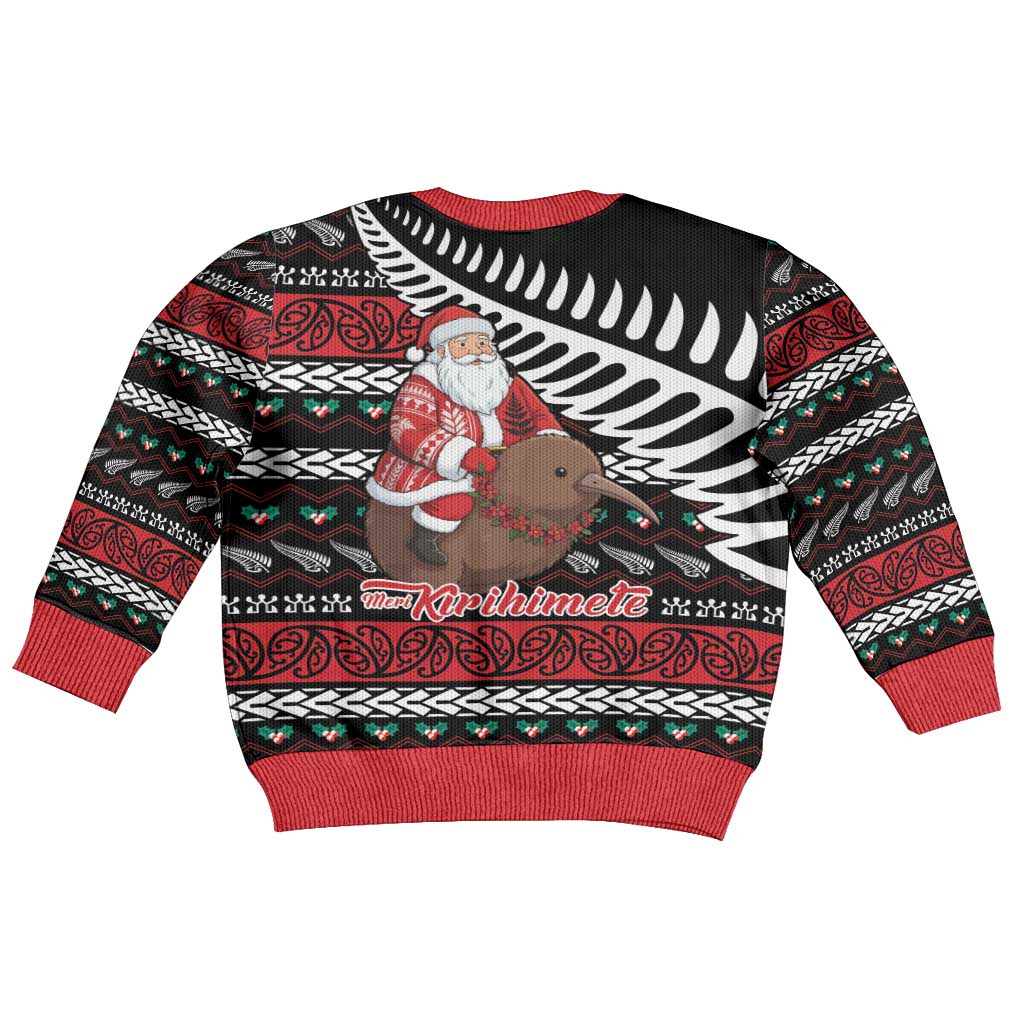 New Zealand Kiwi Santa Christmas Kid Ugly Christmas Sweater He Wairua Kirihimete - Aussie Hoodie
