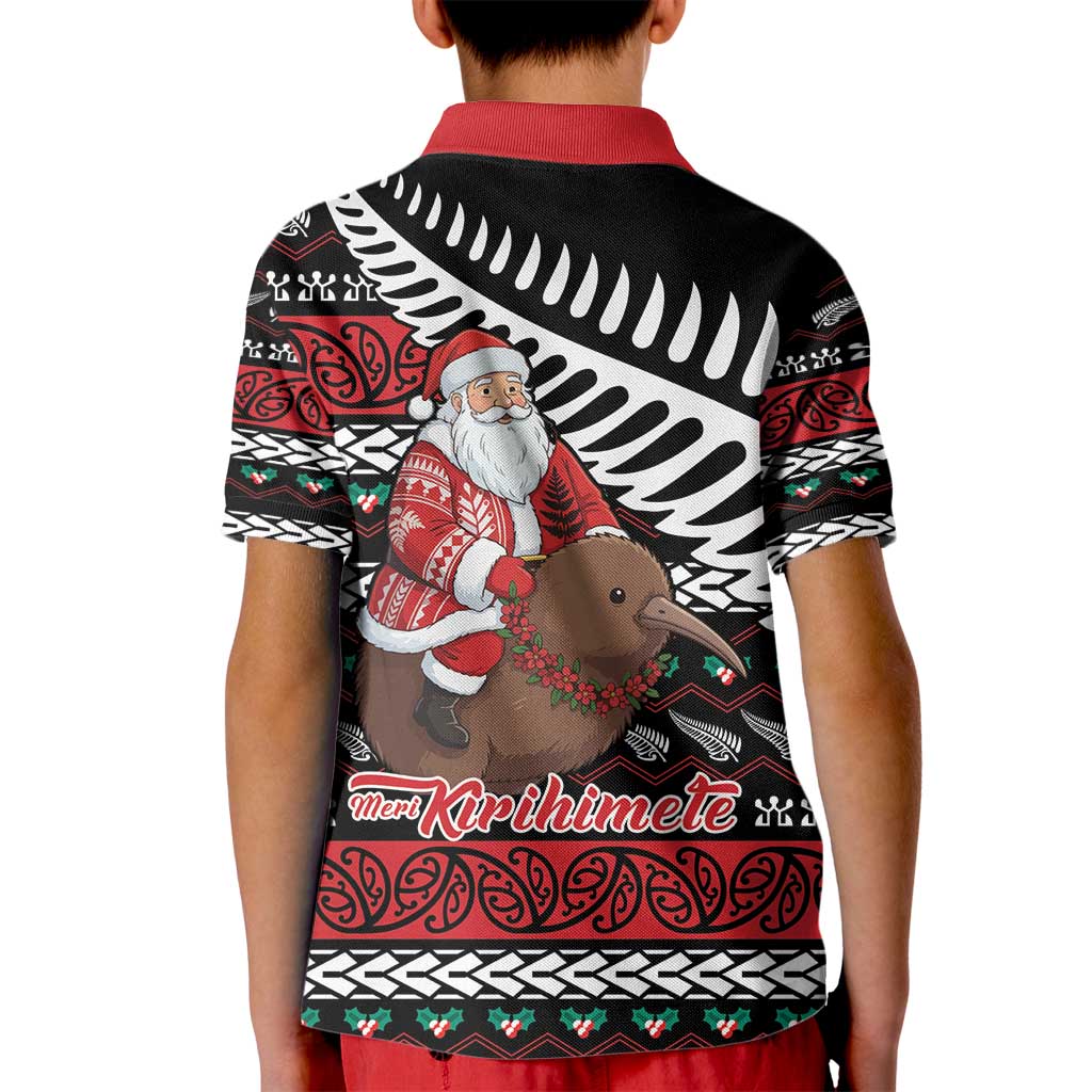 New Zealand Kiwi Santa Christmas Kid Polo Shirt He Wairua Kirihimete - Aussie Hoodie