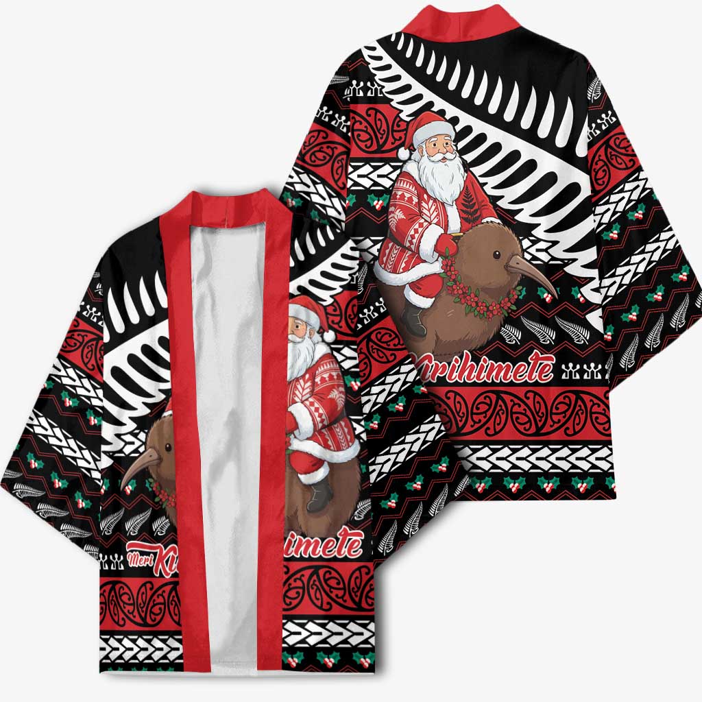 New Zealand Kiwi Santa Christmas Kimono He Wairua Kirihimete - Aussie Hoodie