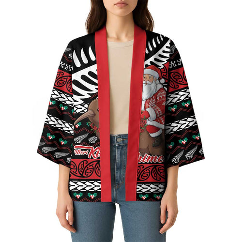 New Zealand Kiwi Santa Christmas Kimono He Wairua Kirihimete - Aussie Hoodie