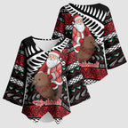 New Zealand Kiwi Santa Christmas Kimono Sleeve Blouse He Wairua Kirihimete - Aussie Hoodie
