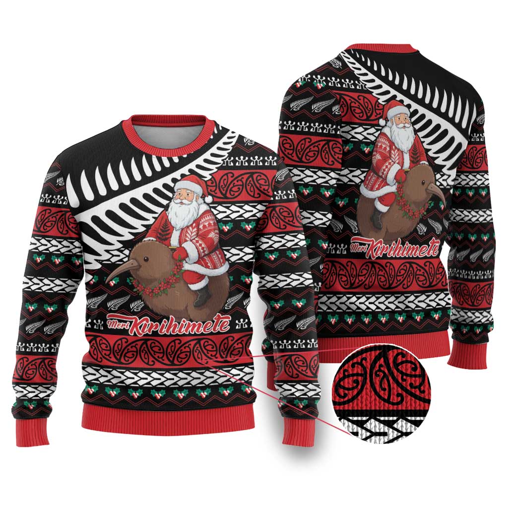 New Zealand Kiwi Santa Christmas Ugly Christmas Sweater He Wairua Kirihimete - Aussie Hoodie