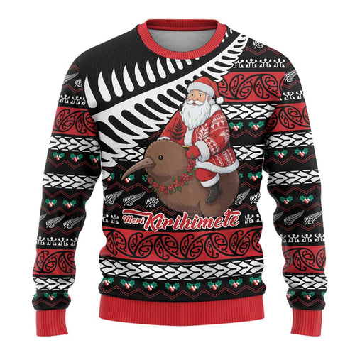 New Zealand Kiwi Santa Christmas Ugly Christmas Sweater He Wairua Kirihimete - Aussie Hoodie