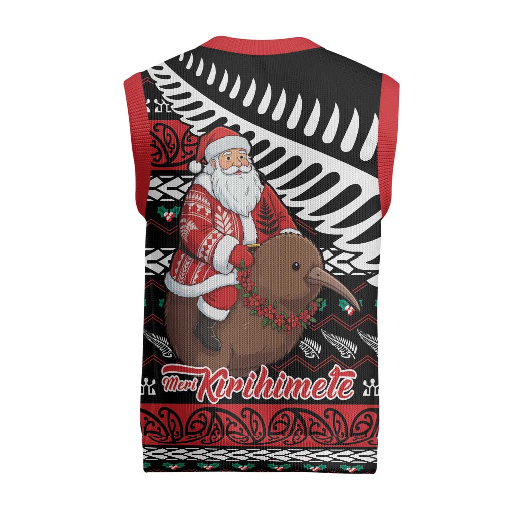New Zealand Kiwi Santa Christmas Knitted V-Neck Vest He Wairua Kirihimete - Aussie Hoodie