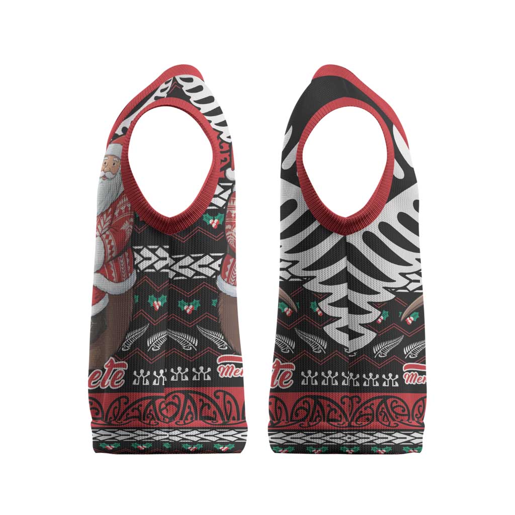 New Zealand Kiwi Santa Christmas Knitted V-Neck Vest He Wairua Kirihimete - Aussie Hoodie