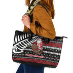 New Zealand Kiwi Santa Christmas Leather Tote Bag He Wairua Kirihimete - Aussie Hoodie