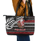 New Zealand Kiwi Santa Christmas Leather Tote Bag He Wairua Kirihimete - Aussie Hoodie