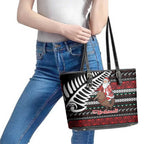 New Zealand Kiwi Santa Christmas Leather Tote Bag He Wairua Kirihimete - Aussie Hoodie