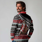New Zealand Kiwi Santa Christmas Long Sleeve Polo Shirt He Wairua Kirihimete - Aussie Hoodie