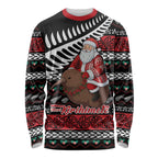 New Zealand Kiwi Santa Christmas Long Sleeve Shirt He Wairua Kirihimete - Aussie Hoodie