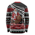 New Zealand Kiwi Santa Christmas Long Sleeve Shirt He Wairua Kirihimete - Aussie Hoodie
