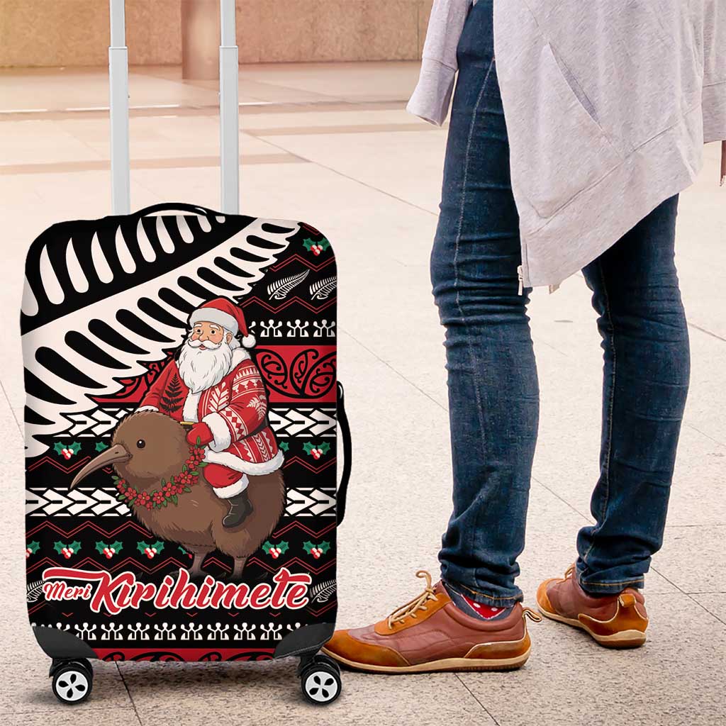 New Zealand Kiwi Santa Christmas Luggage Cover He Wairua Kirihimete - Aussie Hoodie
