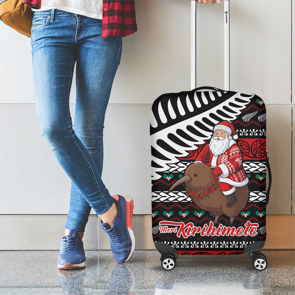 New Zealand Kiwi Santa Christmas Luggage Cover He Wairua Kirihimete - Aussie Hoodie