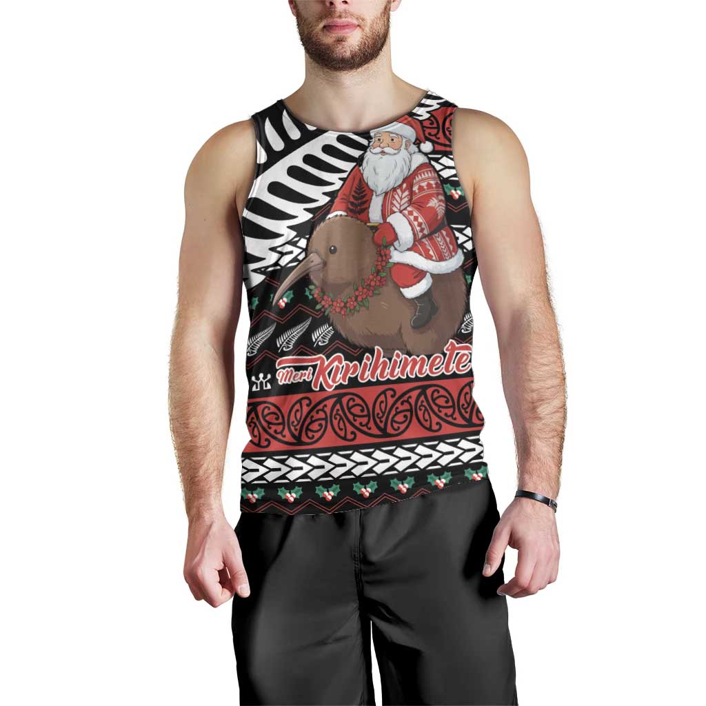 New Zealand Kiwi Santa Christmas Men Tank Top He Wairua Kirihimete - Aussie Hoodie