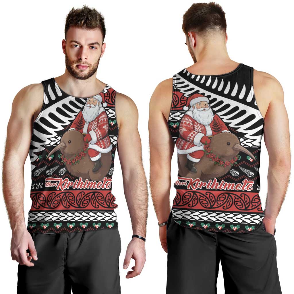 New Zealand Kiwi Santa Christmas Men Tank Top He Wairua Kirihimete - Aussie Hoodie
