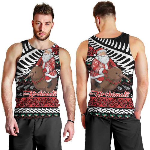 New Zealand Kiwi Santa Christmas Men Tank Top He Wairua Kirihimete - Aussie Hoodie