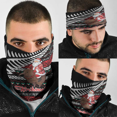 New Zealand Kiwi Santa Christmas Neck Gaiter He Wairua Kirihimete - Aussie Hoodie