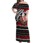 New Zealand Kiwi Santa Christmas Off Shoulder Maxi Dress He Wairua Kirihimete - Aussie Hoodie
