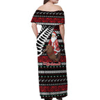 New Zealand Kiwi Santa Christmas Off Shoulder Maxi Dress He Wairua Kirihimete - Aussie Hoodie