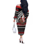New Zealand Kiwi Santa Christmas Off The Shoulder Long Sleeve Dress He Wairua Kirihimete - Aussie Hoodie