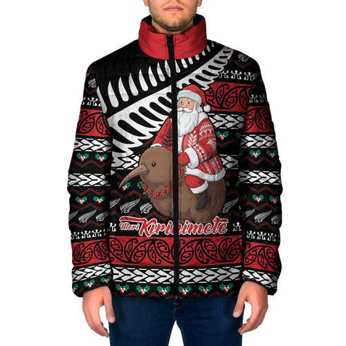 New Zealand Kiwi Santa Christmas Padded Jacket He Wairua Kirihimete - Aussie Hoodie