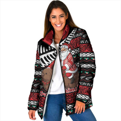 New Zealand Kiwi Santa Christmas Padded Jacket He Wairua Kirihimete - Aussie Hoodie