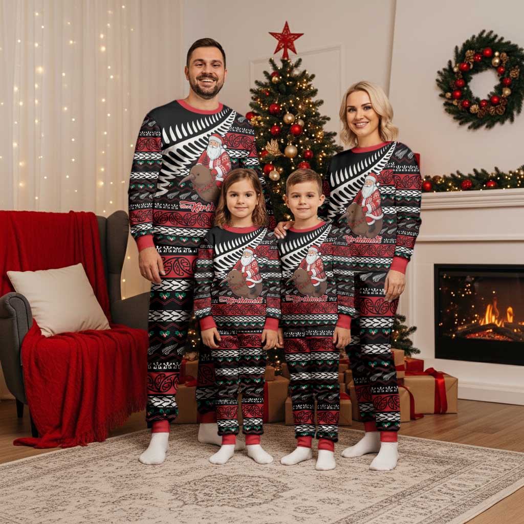 New Zealand Kiwi Santa Christmas Pajama Set He Wairua Kirihimete - Aussie Hoodie