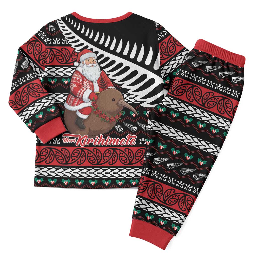 New Zealand Kiwi Santa Christmas Pajama Set He Wairua Kirihimete - Aussie Hoodie