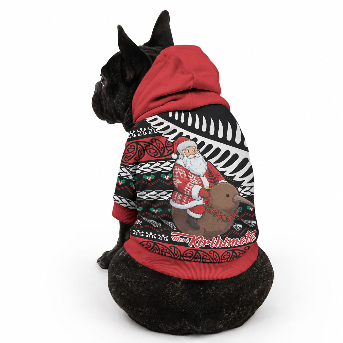New Zealand Kiwi Santa Christmas Pet Hoodie He Wairua Kirihimete