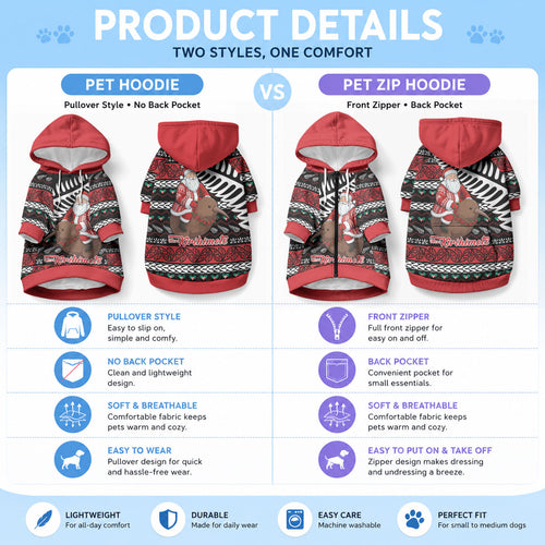 New Zealand Kiwi Santa Christmas Pet Hoodie He Wairua Kirihimete