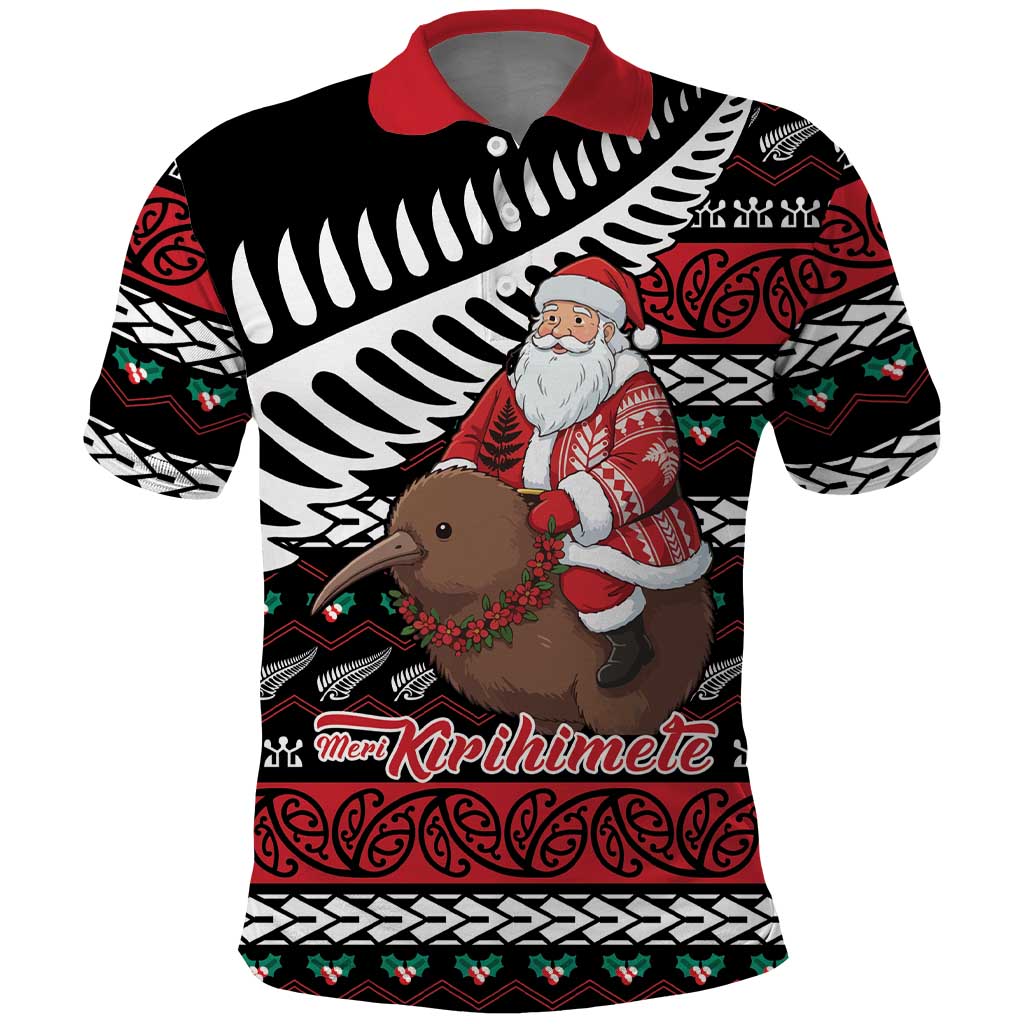 New Zealand Kiwi Santa Christmas Polo Shirt He Wairua Kirihimete - Aussie Hoodie