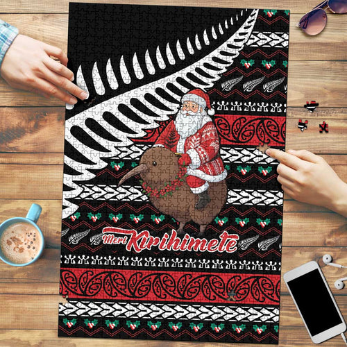 New Zealand Kiwi Santa Christmas Puzzle He Wairua Kirihimete - Aussie Hoodie