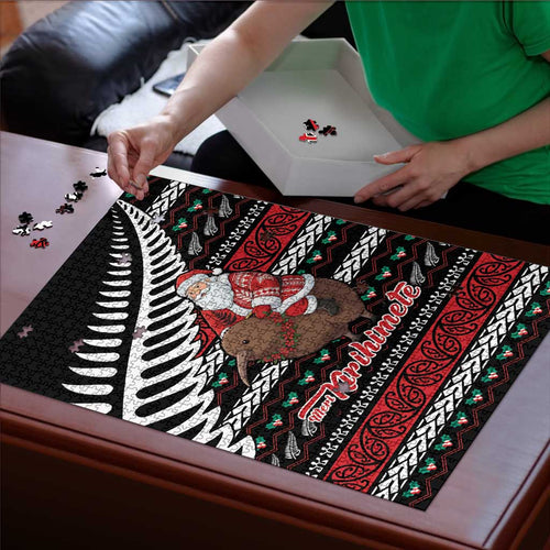 New Zealand Kiwi Santa Christmas Puzzle He Wairua Kirihimete - Aussie Hoodie